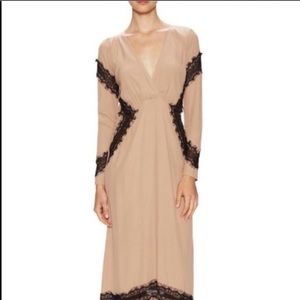 For Love and Lemons Cream & Black Lace Maxi Dress